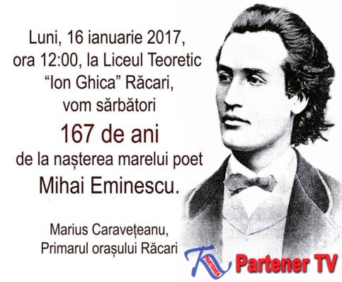 ”Luceafărul poeziei romăneşti”, Mihai Eminescu, omagiat în oraşul Răcari