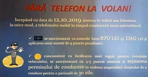 De azi,12 octombrie, amenzi drastice pentru șoferii prinși cu telefonul la volan