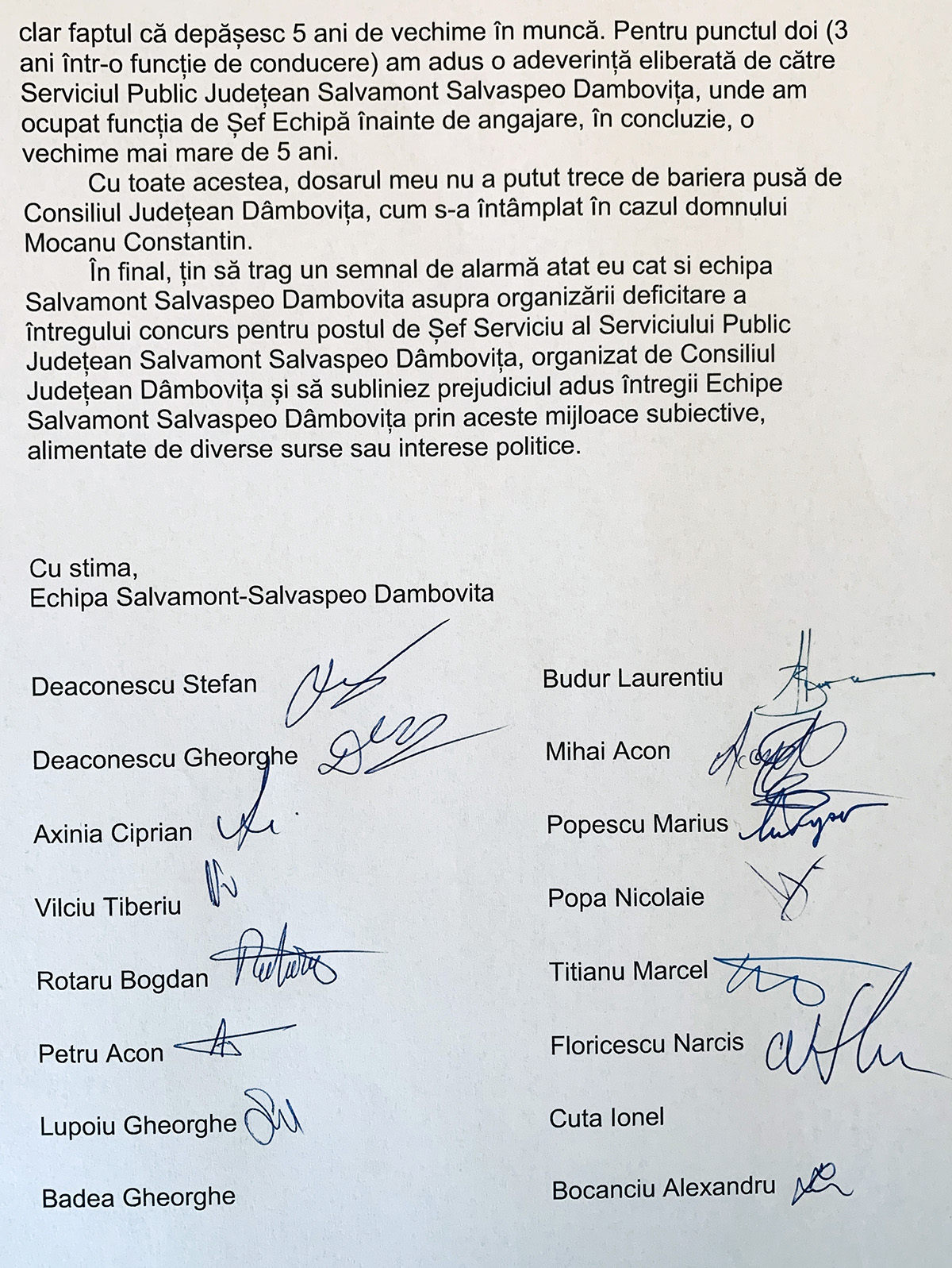 Echipa Salvamont Dâmboviţa solicită public CJ Dâmboviţa, amănarea concursului pentru postul şef Serviciul Salvamont Dâmboviţa şi intervenţia instituţiilor abilitate să verifice legalitatea organizării concursului