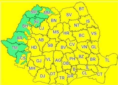 Județul Dâmbovița sub cod galben de ploi și vijelii