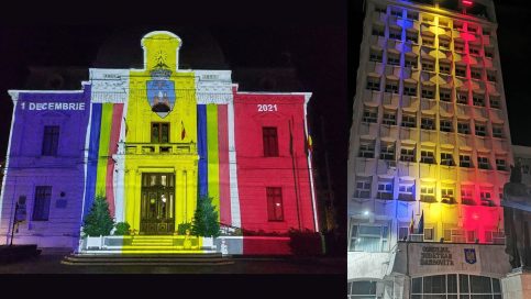Primăria Târgoviște și în premieră sediul CJ Dâmbovița, luminate în culorile tricolorului, cu ocazia Zilei Naționale a României.