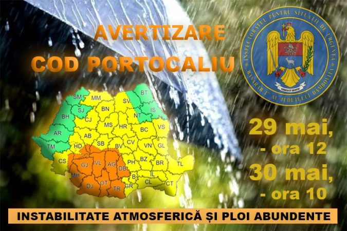 AVERTIZARE COD PORTOCALIU pentru județul Dâmbovița