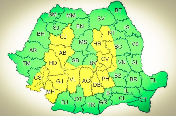 O NOUĂ ATENȚIONARE METEO de COD GALBEN de FURTUNI în tot județul Dâmbovița