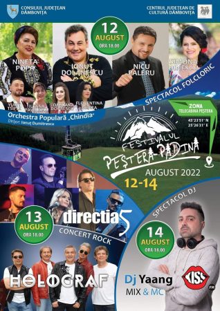 Festivalul „Peștera-Padina” în perioada 12-14 august 2022