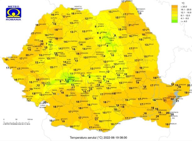 Duminică, 19 iunie 2022, se anunță vreme călduroasă, înnorări sunt așteptate izolat