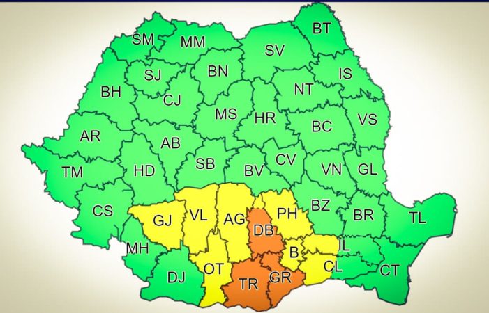 Județul Dâmbovița este sub COD PORTOCALIU de ploi până la ora 21:00