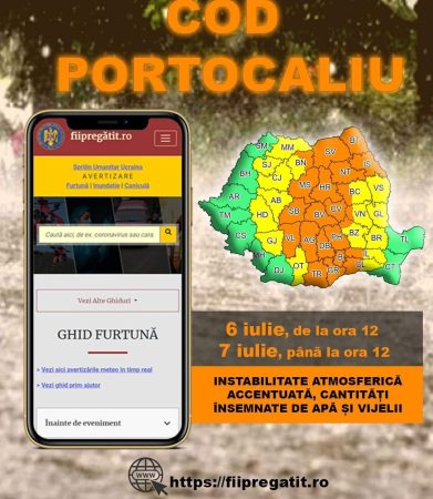 S-A DAT ALERTĂ în DÂMBOVIȚA, COD PORTOCALIU DE FURTUNI