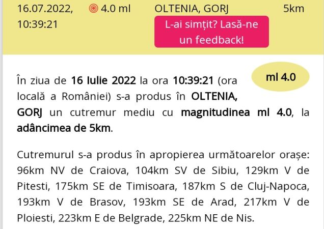 CUTREMUR PUTERNIC ÎN OLTENIA