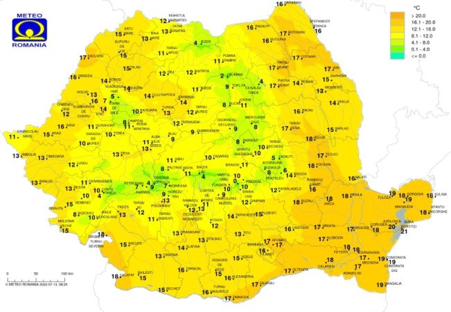 Pentru astăzi, 13 iulie, meteorologii anunță precipitații în mai multe regiuni