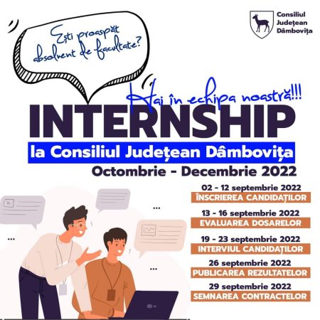 CJ Dâmbovița pregătește ediția a II-a a Programului de internship, pe 2 septembrie încep înscrierile