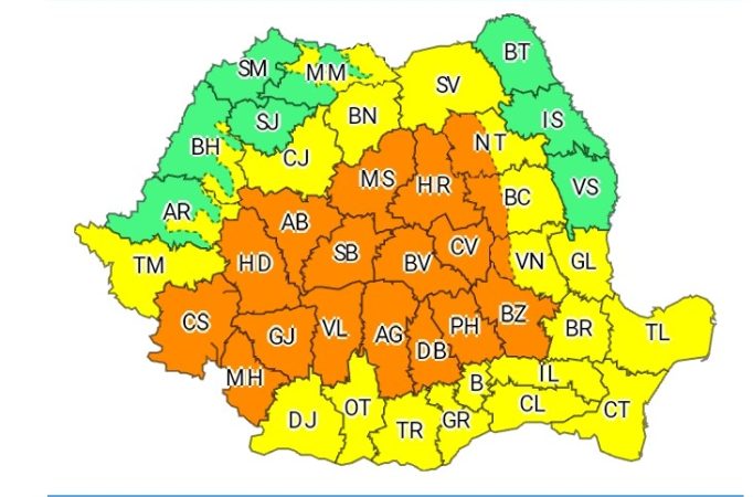 Județul Dâmbovița este în COD PORTOCALIU de PLOI TORENȚIALE
