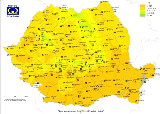 Vremea, 11 august, temperaturile maxime se vor încadra în general între 24 şi 31 de grade