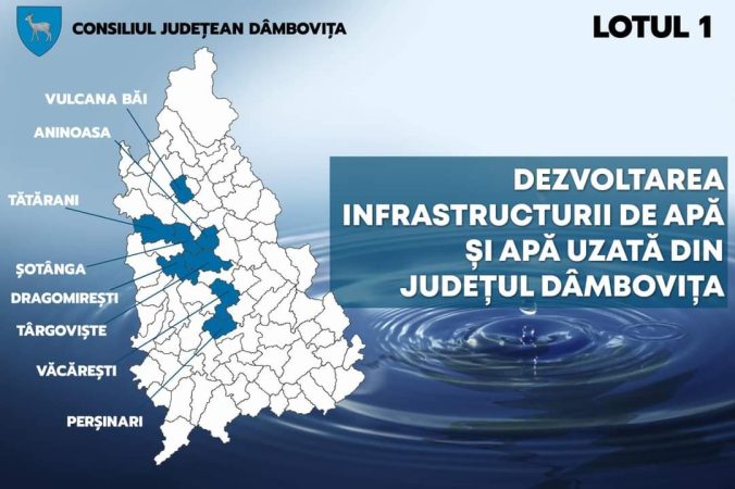 Încep lucrările de modernizare și extindere de surse de apă, rezervoare, stații de clorinare, stații pompare, aducțiuni pentru municipiul Târgoviște și comunele Aninoasa, Șotânga, VulcanaBăi, Dragomirești, Tătărani, Văcărești și Perșinari