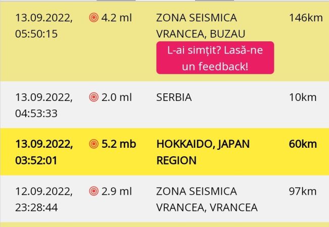 Cutremur cu magnitudinea de 4.2, la adâncimea de 146km în România