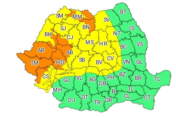 Avertizare meteorologică COD GALBEN de ploi