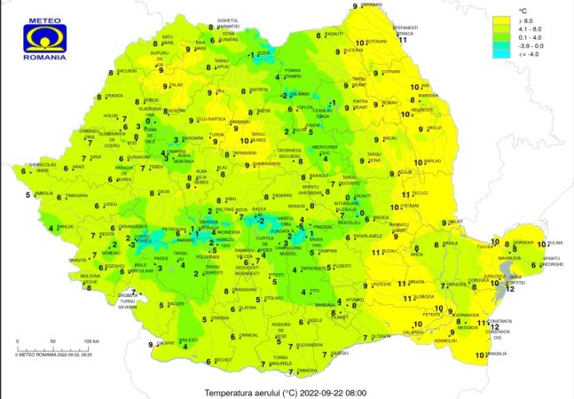 Vremea, 22 septembrie, în ţară
