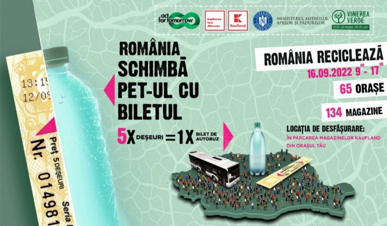 Vineri, 16 septembrie, la Târgoviște, schimbă PET-ul cu biletul de autobuz pentru două călătorii