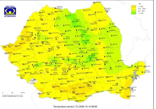 Cum va fi vremea în România, 12 octombrie 2022