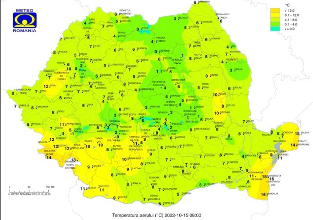 15 octombrie, temperaturile maxime se vor încadra între 14 și 21 de grade