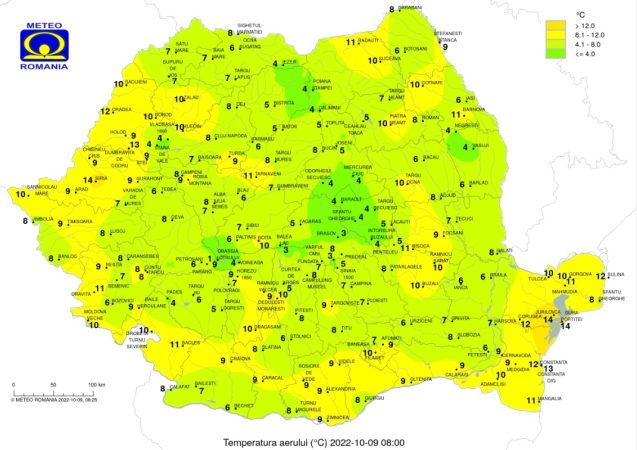 Duminică, 9 octombrie, temperaturi maxime de până la 25 de grade, de luni, 10 octombrie, vremea se răcește