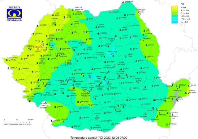 Prognoza meteo luni, 26 decembrie 2022, dimineață geroasă după o zi cu temperaturi destul de ridicate