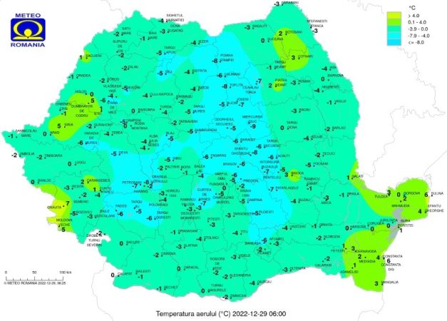 Prognoza meteo pentru joi, 29 decembrie 2022, maxima la Târgoviște va fi de 8 grade Celsius