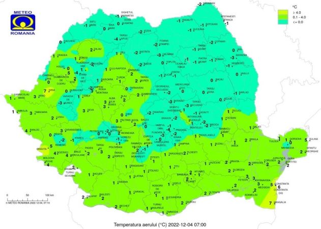 Ziua de duminică, 4 decembrie 2022, aduce o vreme ploioasă, cu ceață și ninsori slabe