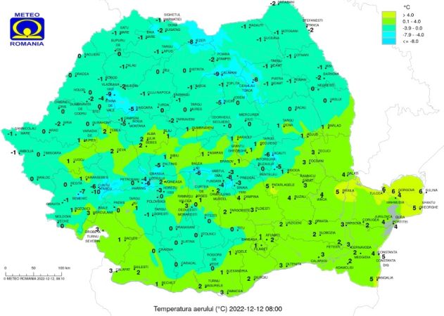 Prognoza meteo pentru luni, 12 decembrie 2022