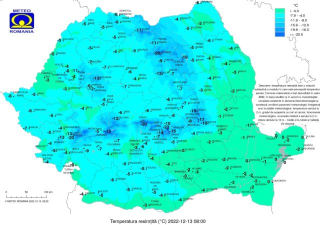Marți, 13 decembrie 2022, meteorologii anunță că vremea se va răci foarte mult