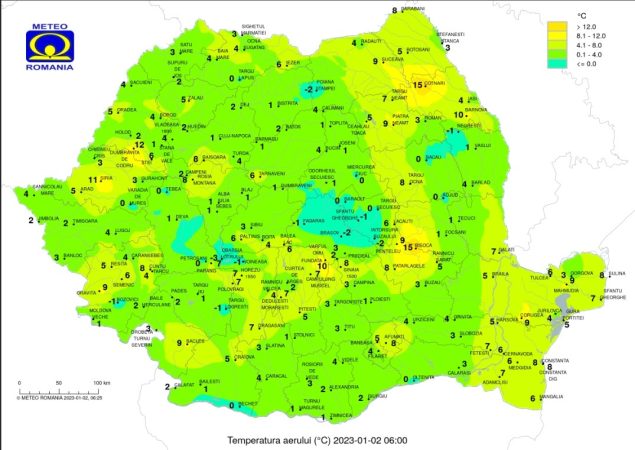 Prognoza meteo, 2 ianuarie 2023, la Târgoviște maxima va fi de 14 grade