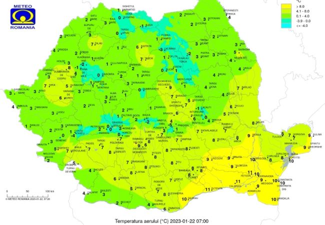 Prognoza meteo pentru duminică, 22 ianuarie 2023