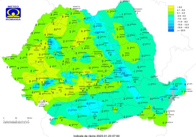 Vremea în toată țara, 23 ianuarie 2023