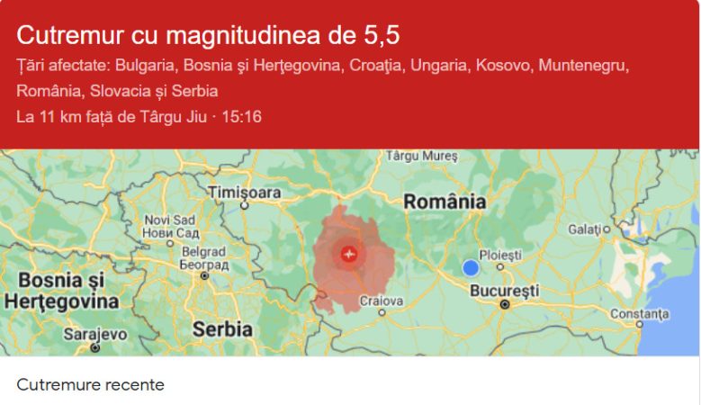 ULTIMA ORĂ:CUTREMUR în România cu magnitudinea de 5,7, marți după-amiază, au urmat și REPLICI