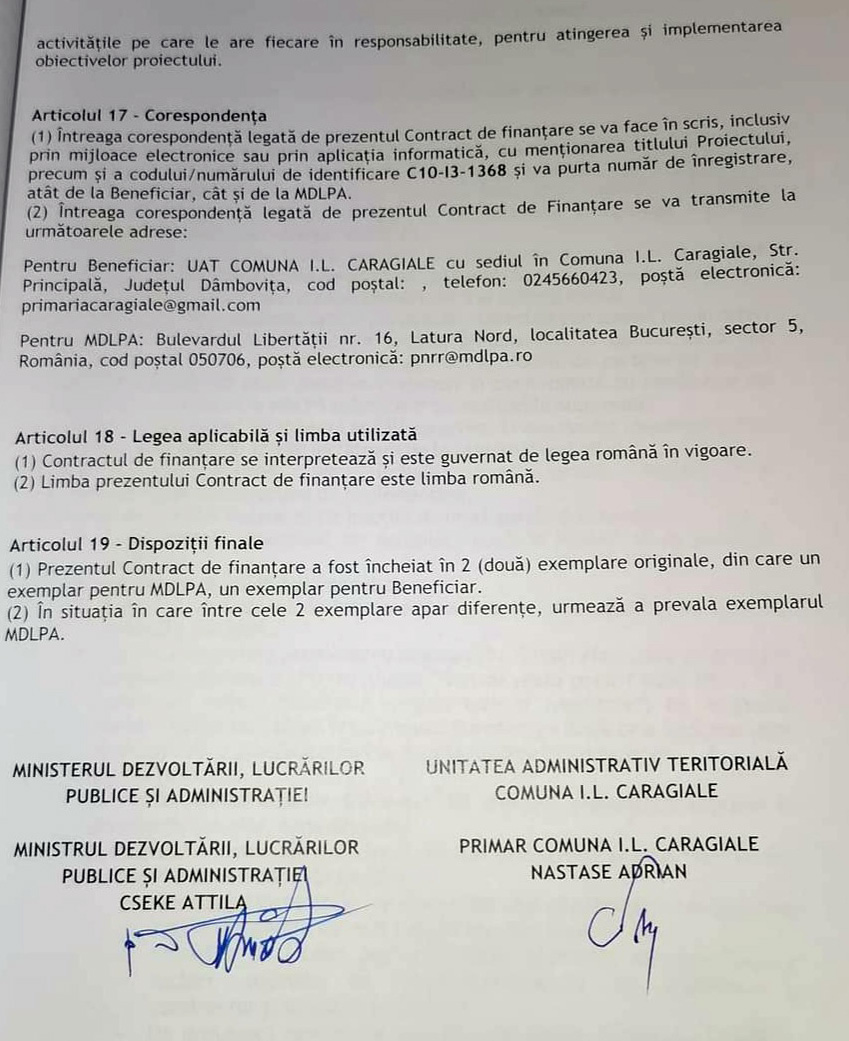 Primăria I.L.Caragiale a semnat contractul de finanțare pentru Reabilitarea Școlii nr. 1 Ghirdoveni prin  PNRR