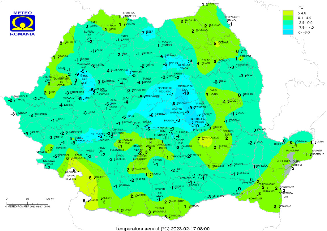 Prognoza meteo 17 februarie 2023, vremea în toată țara, maximele vor fi cuprinse între 5 și 14 grade și minime între -1 și 6 grade