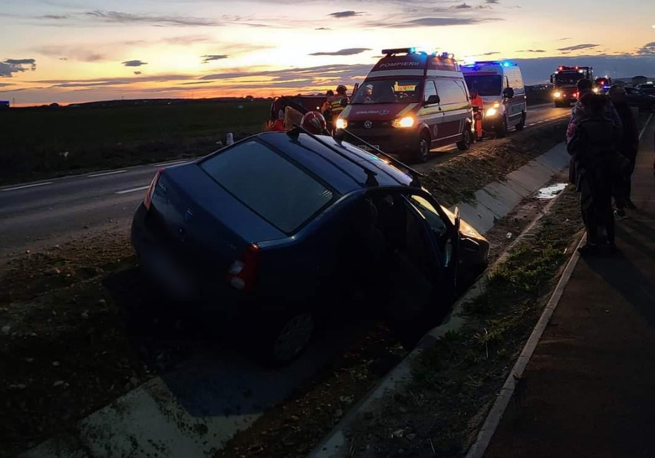 LA UN PAS DE TRAGEDIE, un alt accident rutier produs  pe DJ 711 în satul Lazuri, comuna Comișani 