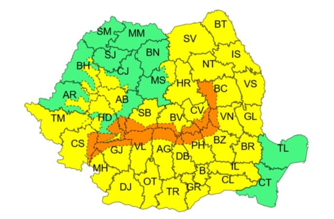Tot județul Dâmbovița este sub COD GALBEN de FRIG, VÂNT și PLOI, în zona montană este COD PORTOCALIU de ninsori și viscol