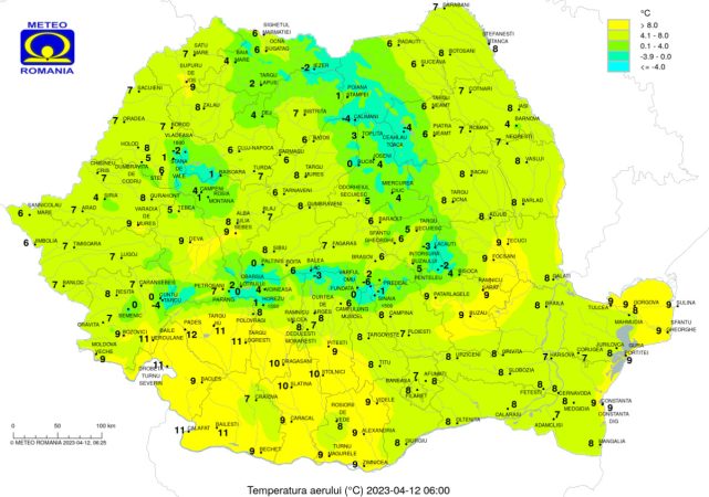 Prognoza meteo pentru ziua de 12 aprilie,vreme rece și ploioasă, la munte va ninge