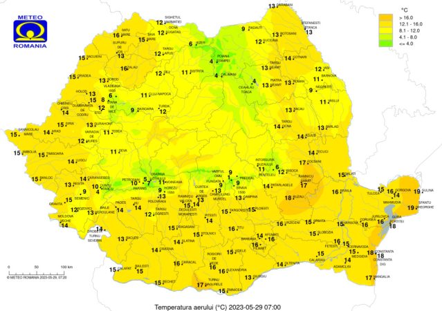 Prognoza meteo pentru luni, 29 mai 2023