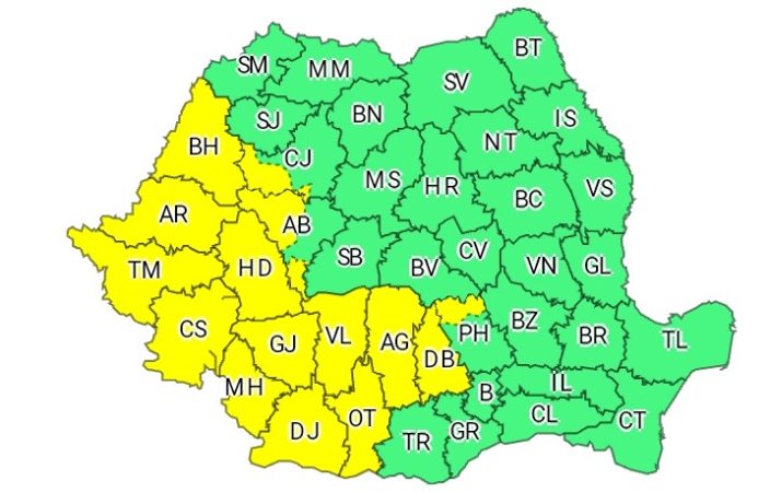Tot județul Dâmbovița este sub ATENȚIONARE METEOROLOGICĂ COD GALBEN de instabilitate atmosferică accentuată