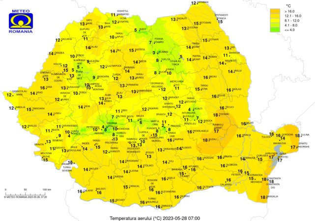În ţară, vreme instabilă,înnorări accentuate, averse, descărcări electrice și intensificări de scurtă durată ale vântului