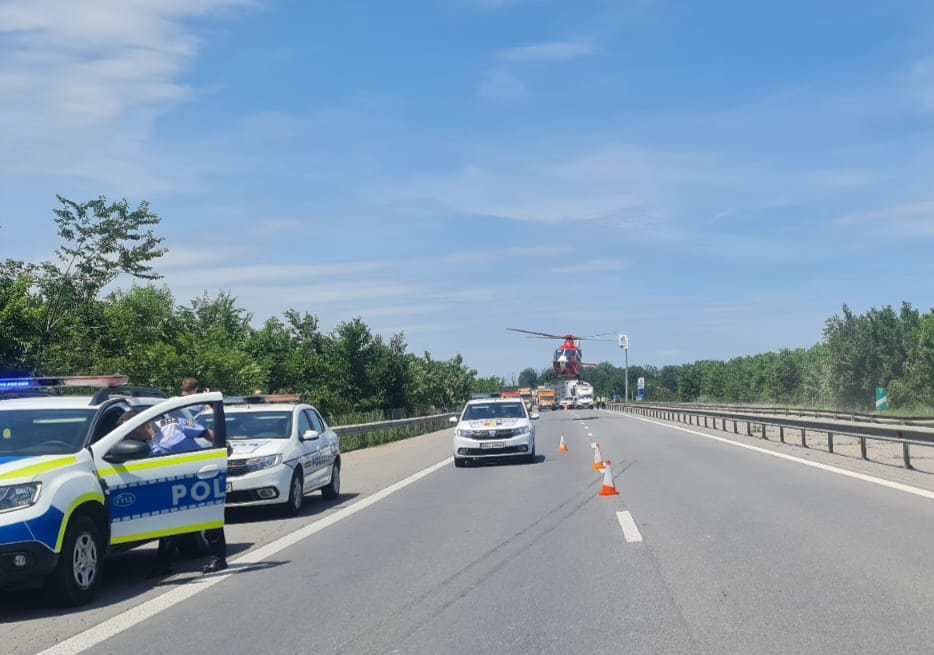 Elicopter SMURD a fost solicitat în județul Dâmbovița, în urma unui accident pe A1