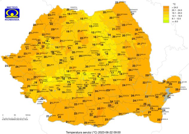 Prognoza meteo pentru joi, 22 iunie 2023,valorile diurne vor fi în creștere de la o zi la alta