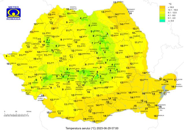 Prognoza meteo pentru joi, 29 iunie 2023,vremea va aduce temperaturi mai scăzute
