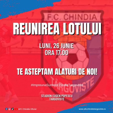 Primul antrenament al echipei Chindia pe Stadionul Eugen Popescu din Târgoviște, este deschis publicului și suporterilor echipei