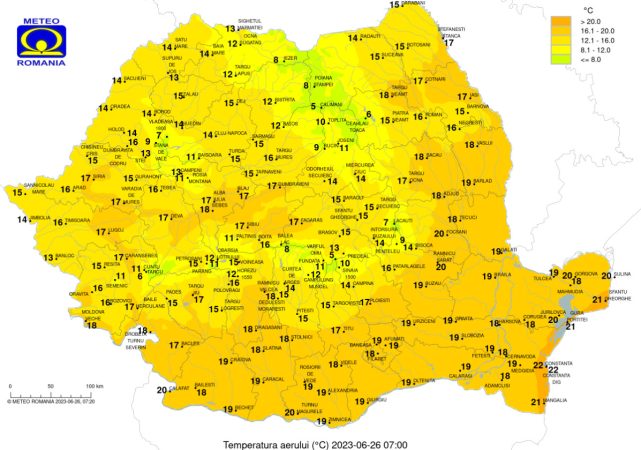 Vremea va deveni instabilă îndeosebi după-amiaza și seara, vor fi averse, descărcări electrice și intensificări ale vântului