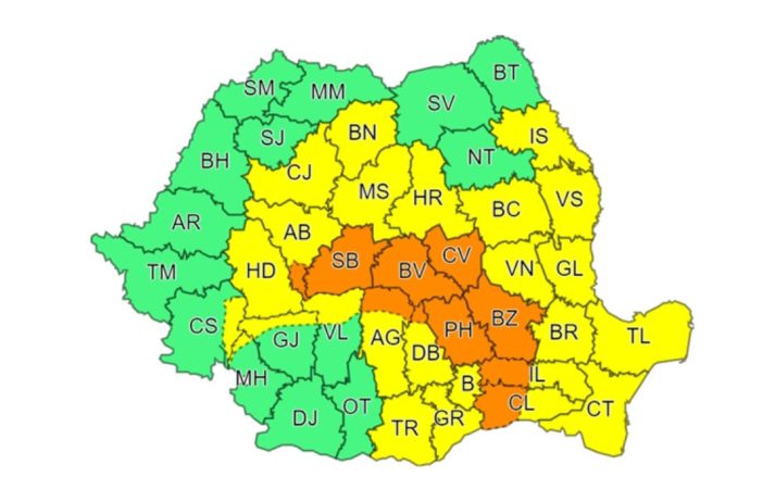Mare atenție! AVERTIZARE METEOROLOGICĂ COD GALBEN de PLOI, valabilă pentru județul Dâmbovița
