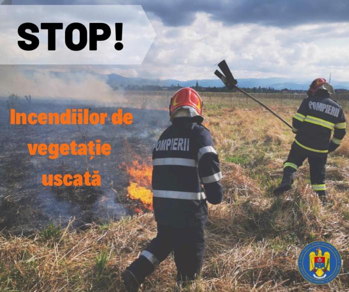 Incendiu de vegetație uscată în comuna Ciocănești, sat Vizurești