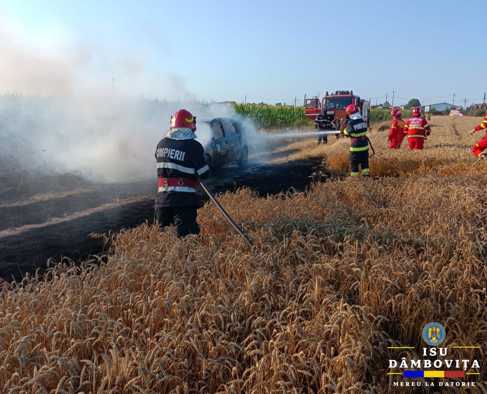 Autoturism distrus de flăcări în localitatea Vișina: Garda Vișina și SMURD au intervenit prompt pentru a stinge incendiul