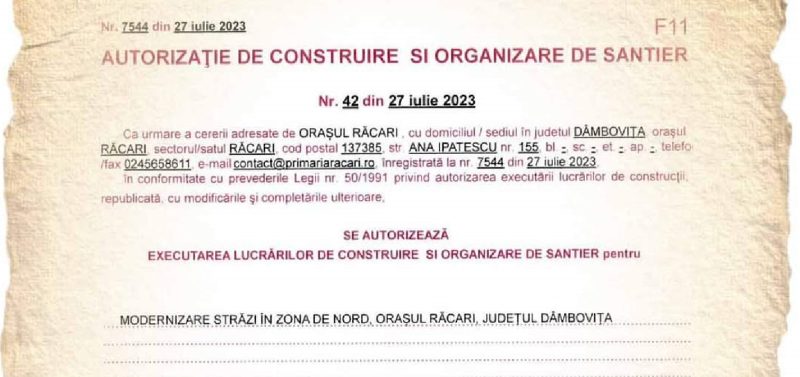 Încep lucrările de asfaltare și modernizare străzi în zona NORD, orașul Răcari. VIDEO